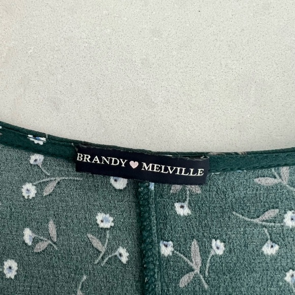 Brandy Melville Green Floral Wrap Dress One Size - Picture 5 of 5